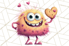Valentine Monster Clipart PNG, Cute Valentine Monsters, Kids Product Image 2