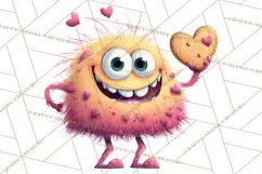 Valentine Monster Clipart PNG, Cute Valentine Monsters, Kids Product Image 2