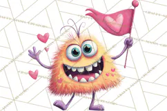 Valentine Monster Clipart PNG, Cute Valentine Monsters, Kids Product Image 3