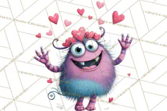 Valentine Monster Clipart PNG, Cute Valentine Monsters, Kids Product Image 4