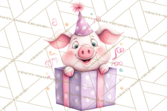 Farm Birthday Clipart PNG, Watercolor Farm Animals Birthday Product Image 5