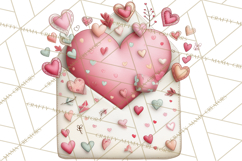 Valentine Clipart PNG, Love Notes Doodles, Envelopes Hearts Product Image 5