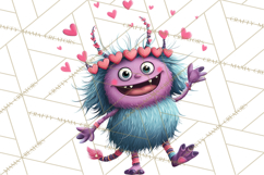 Valentine Monster Clipart PNG, Cute Valentine Monsters, Kids Product Image 2