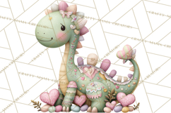 Valentine Dinosaur Clipart PNG, Cute Valentine Dinosaurs Product Image 2