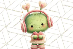 Green Alien Valentine Clipart PNG, Cute Alien Valentines Product Image 2