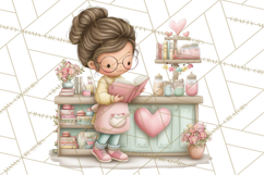 Valentine Bookstore Clipart PNG Cute Library Romance Product Image 3