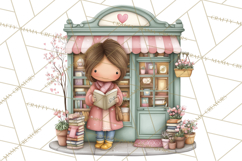 Valentine Bookstore Clipart PNG Cute Library Romance Product Image 4