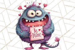 Valentine Monster Clipart PNG, Cute Valentine Monsters, Kids Product Image 4