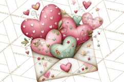 Valentine Clipart PNG, Love Notes Doodles, Envelopes Hearts Product Image 2