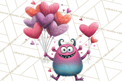 Valentine Monster Clipart PNG, Cute Valentine Monsters, Kids Product Image 2