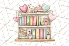 Valentine Bookstore Clipart PNG Cute Library Romance Product Image 3