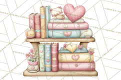 Valentine Bookstore Clipart PNG Cute Library Romance Product Image 4