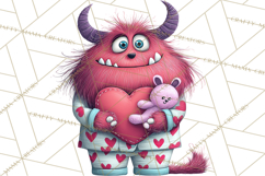 Valentine Monster Clipart PNG, Cute Valentine Monsters, Kids Product Image 4
