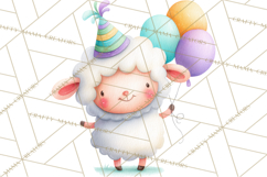 Farm Birthday Clipart PNG, Watercolor Farm Animals Birthday Product Image 5