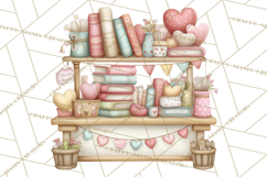 Valentine Bookstore Clipart PNG Cute Library Romance Product Image 5