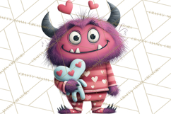 Valentine Monster Clipart PNG, Cute Valentine Monsters, Kids Product Image 5