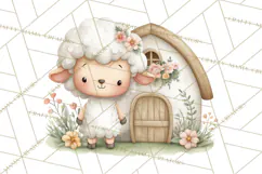 Farm Clipart, Woodland Farm Animals, Cows Pigs Chickens Png Product Image 5