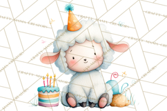 Farm Birthday Clipart PNG, Watercolor Farm Animals Birthday Product Image 2