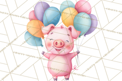 Farm Birthday Clipart PNG, Watercolor Farm Animals Birthday Product Image 4