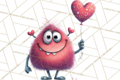 Valentine Monster Clipart PNG, Cute Valentine Monsters, Kids Product Image 4