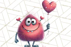 Valentine Monster Clipart PNG, Cute Valentine Monsters, Kids Product Image 4
