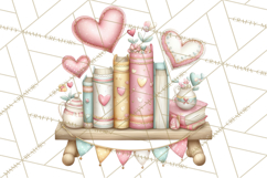 Valentine Bookstore Clipart PNG Cute Library Romance Product Image 4