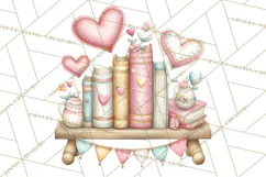 Valentine Bookstore Clipart PNG Cute Library Romance Product Image 4