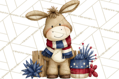 Patriotic Western Clipart, Whimsical Red White Blue Desert Product Image 3