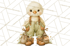Vintage Spring Chicks Clipart, Cute Baby Chick Gardening Product Image 3