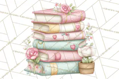 Valentine Bookstore Clipart PNG Cute Library Romance Product Image 5