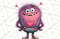 Valentine Monster Clipart PNG, Cute Valentine Monsters, Kids Product Image 5