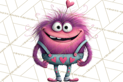 Valentine Monster Clipart PNG, Cute Valentine Monsters, Kids Product Image 2