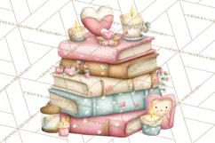 Valentine Bookstore Clipart PNG Cute Library Romance Product Image 3