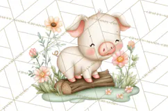 Farm Clipart, Woodland Farm Animals, Cows Pigs Chickens Png Product Image 4