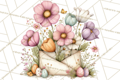 Easter Letters and Mail PNG, Spring Stationery Clipart Product Image 4