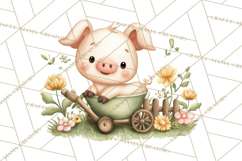 Farm Clipart, Woodland Farm Animals, Cows Pigs Chickens Png Product Image 5