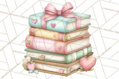 Valentine Bookstore Clipart PNG Cute Library Romance Product Image 2