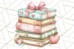 Valentine Bookstore Clipart PNG Cute Library Romance Product Image 2
