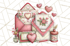 Valentine Clipart PNG, Love Notes Doodles, Envelopes Hearts Product Image 2