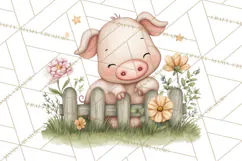 Farm Clipart, Woodland Farm Animals, Cows Pigs Chickens Png Product Image 2
