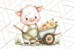 Farm Clipart, Woodland Farm Animals, Cows Pigs Chickens Png Product Image 3