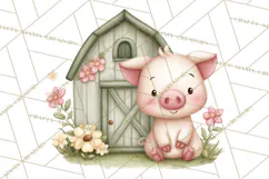 Farm Clipart, Woodland Farm Animals, Cows Pigs Chickens Png Product Image 4