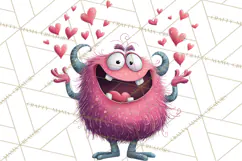 Valentine Monster Clipart PNG, Cute Valentine Monsters, Kids Product Image 5