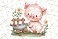 Farm Clipart, Woodland Farm Animals, Cows Pigs Chickens Png Product Image 5