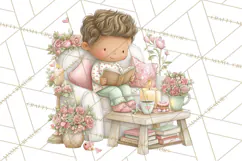 Valentine Bookstore Clipart PNG Cute Library Romance Product Image 2