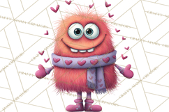 Valentine Monster Clipart PNG, Cute Valentine Monsters, Kids Product Image 2