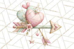 Rustic Valentine Decor Clipart, Burlap Heart PNG Product Image 4