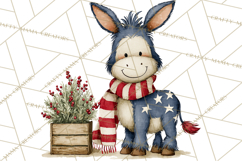 Patriotic Western Clipart, Whimsical Red White Blue Desert Product Image 4