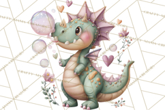 Valentine Dinosaur Clipart PNG, Cute Valentine Dinosaurs Product Image 4