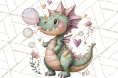 Valentine Dinosaur Clipart PNG, Cute Valentine Dinosaurs Product Image 4